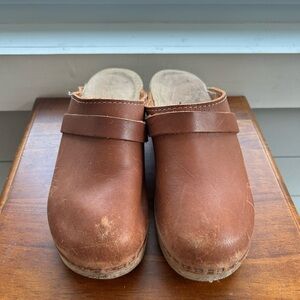 Brown Leather Clogs